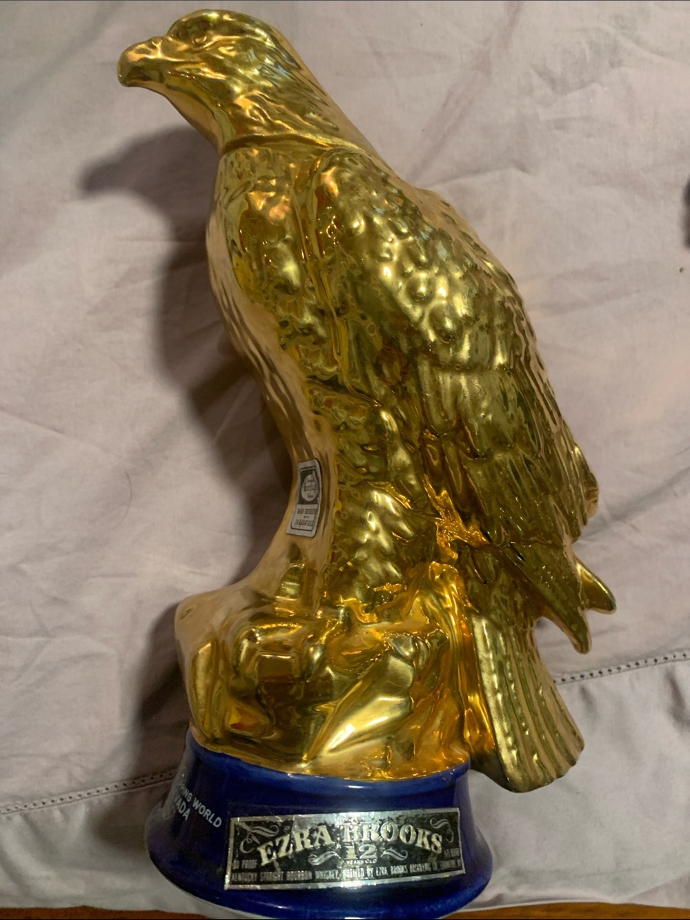 Ezra Brooks Golden Eagle Decanter - Gold & Blue